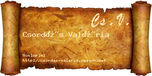 Csordás Valéria névjegykártya